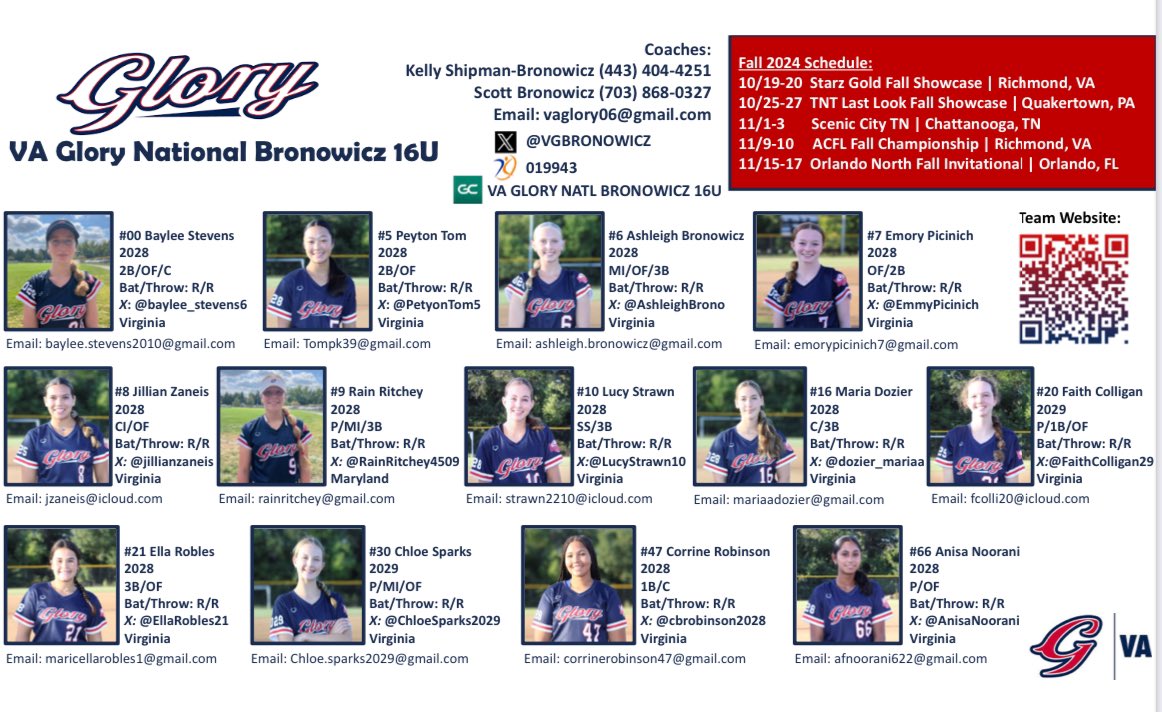 VA Glory National Bronowicz (@vgbronowicz) on Twitter photo Gs are back on the dirt this weekend at Scenic City TN (<a href="/ConnectSports_/">Connect Sports</a>). Starting Friday evening at Camp Jordan and finishing Saturday/Sunday at Warner Park.
So excited to see them compete. Keep striving Gs! <a href="/VAGloryFP/">VA Glory Fastpitch</a> Gs are back on the dirt this weekend at Scenic City TN (<a href="/ConnectSports_/">Connect Sports</a>). Starting Friday evening at Camp Jordan and finishing Saturday/Sunday at Warner Park.
So excited to see them compete. Keep striving Gs! <a href="/VAGloryFP/">VA Glory Fastpitch</a>