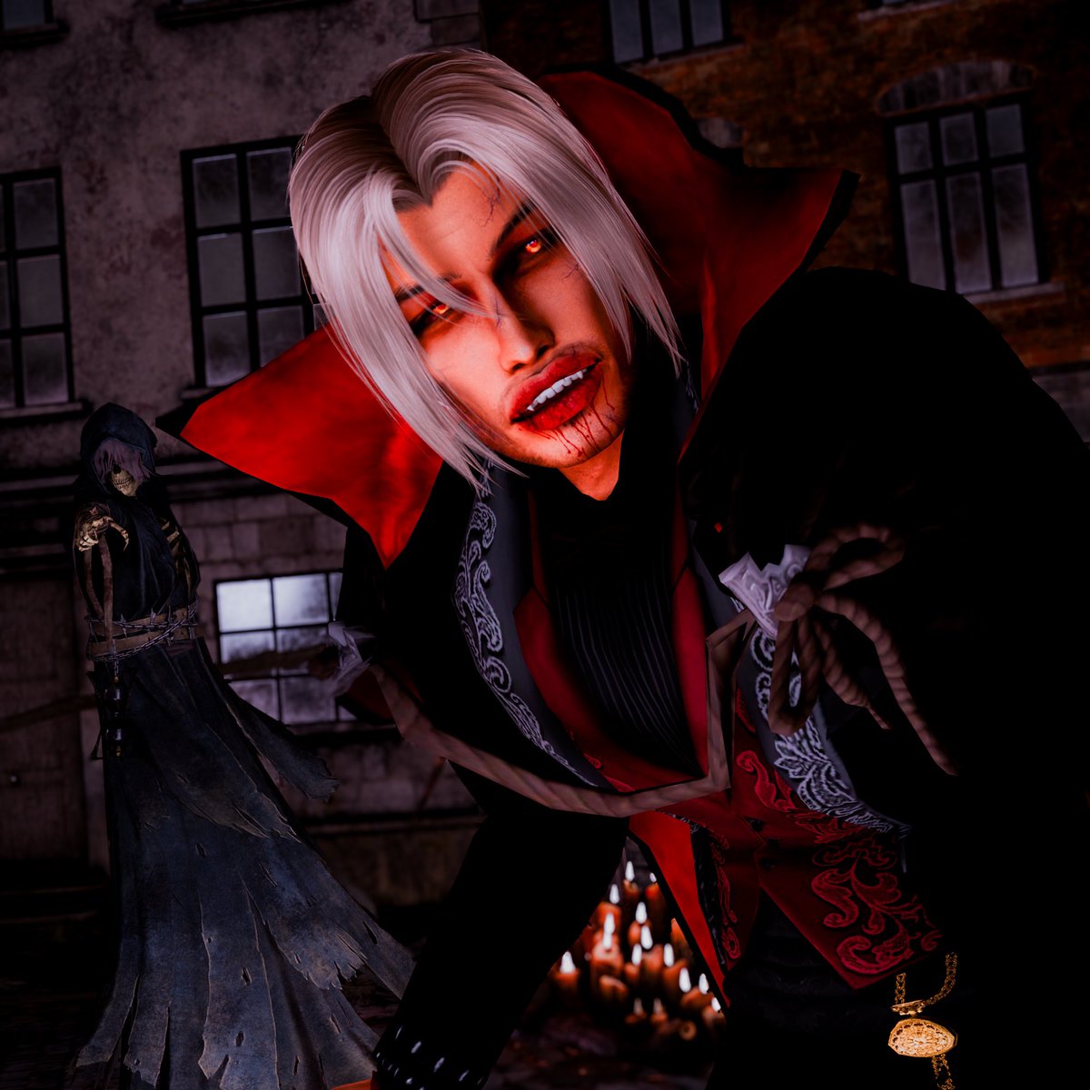 TheMomCave1's tweet photo. Because the only way to make Tony hotter is to let him be his true Revato self 🦇🩸
Happy Halloween🎃
Poses by @herecirm 💙
#ShowUsYourSims #showusyourcostume #sims4lifeanddeath #simsblender
#blender3d https://t.co/Qo8sae01DZ