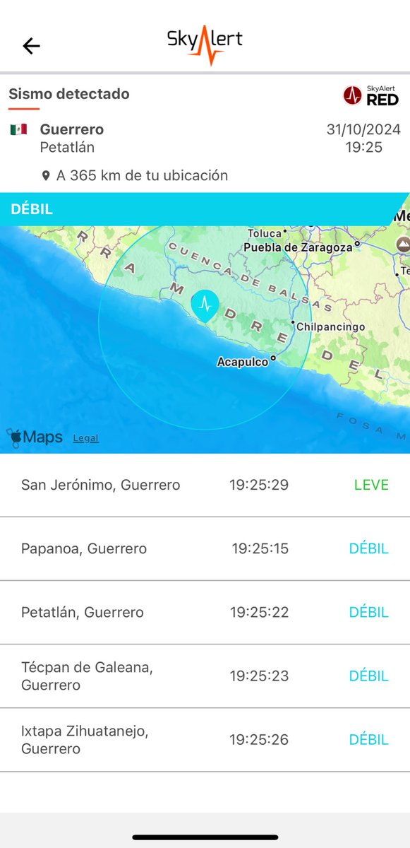 SkyAlertMx's tweet photo. Se registra sismo de intensidad «leve» en la zona de San Jerónimo, Guerrero. https://t.co/ZvXsSsl5Dz