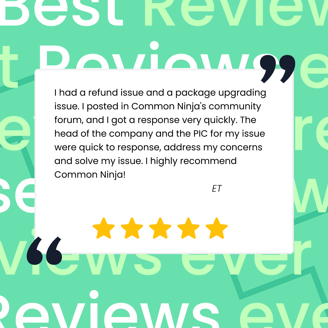 CommonNinja's tweet photo. We don't want to brag.. but we will, just when it comes to your 5-star reviews๐คญ๐
#fivestarreview #reviews #commonninja https://t.co/vUEHU8c6lr