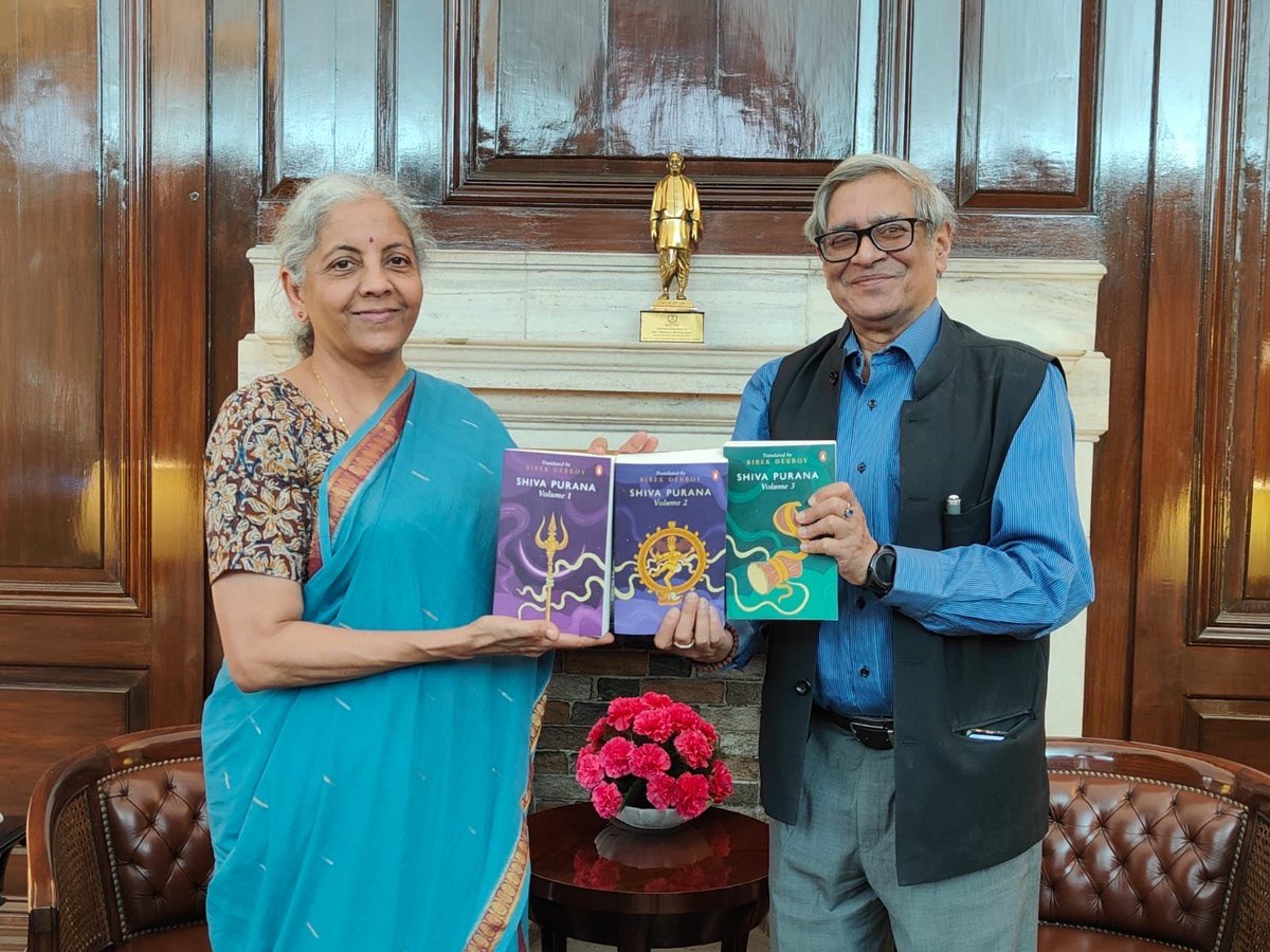 nsitharaman's tweet photo. It is with profound grief that I condole the demise of Shri. @bibekdebroy 
As Chairman of PM Economic Advisory Council, he profusely participated in policy making. His interests, inter alia, were—ancient texts, Vedic and classical Sanskrit, Devi, Railways. He was prolific in translating Sanskrit to English- our epics and puranas.
His book Sarama and Her Children showed his uncanny knack in extracting nuggets from our ancient texts. Bibek, you had so much more to do and to complete— for all our sake!  Farewell! Om Shanti.