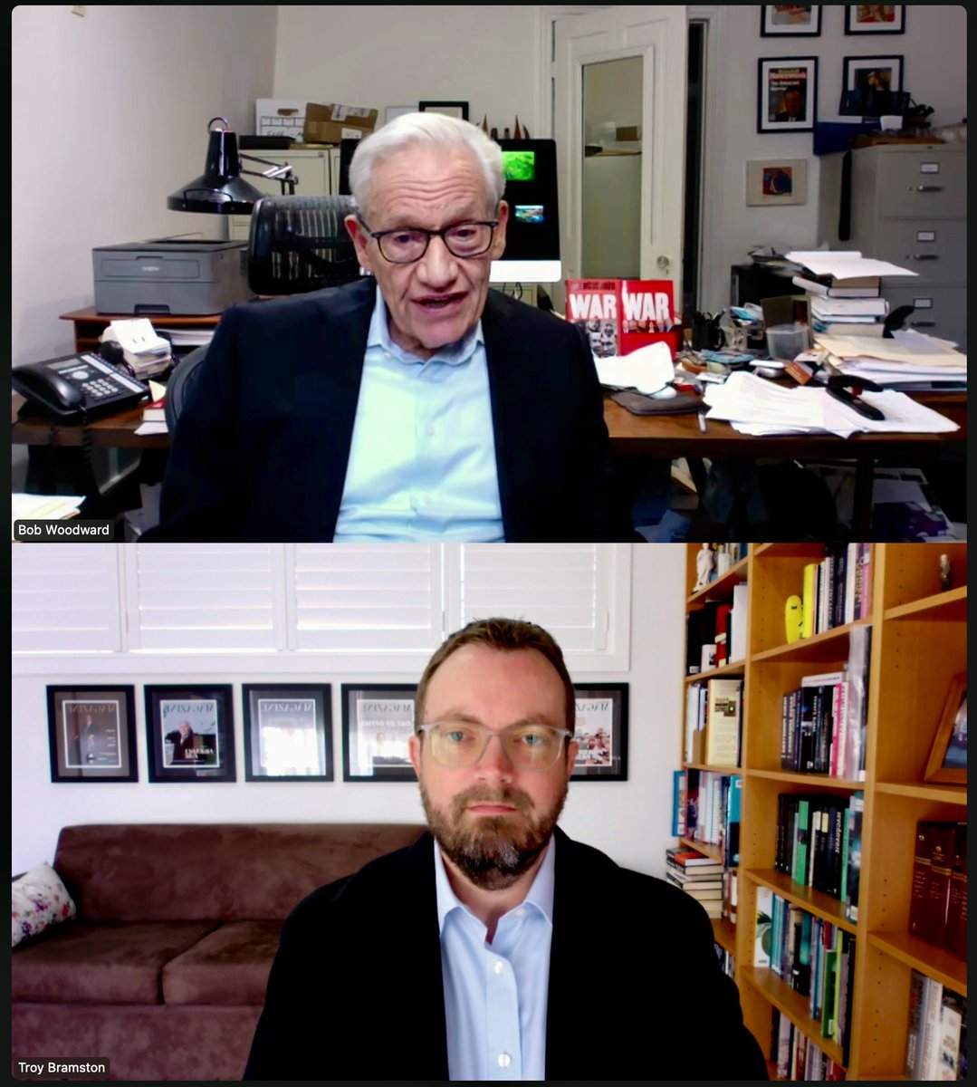 TroyBramston's tweet photo. I had a great discussion this morning with renowned journalist Bob Woodward about the #USElection and his assessments of Kamala Harris, Donald Trump and Joe Biden. Read it in @australian Saturday! #buythepaper https://t.co/3YTgLlr6ZP