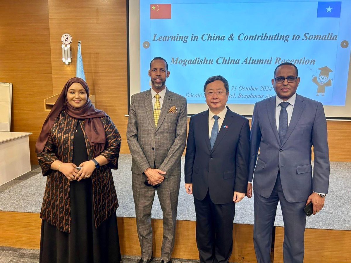 DrHodanOsman's tweet photo. My heartfelt thanks to Amb Wang Yu and the @ChineseSomalia for hosting this wonderful lunch reception. It’s brought together over 100 young Somali professionals who studied in China and are now playing important roles in rebuilding Somalia in different fields. https://t.co/W0dILigAbr