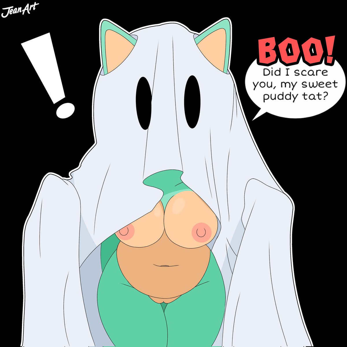Jess as a playful ghost, playfully covering herself with a sheet while teasing her girlfriend in this halloween~ ✨👻

@scarlettkingdom