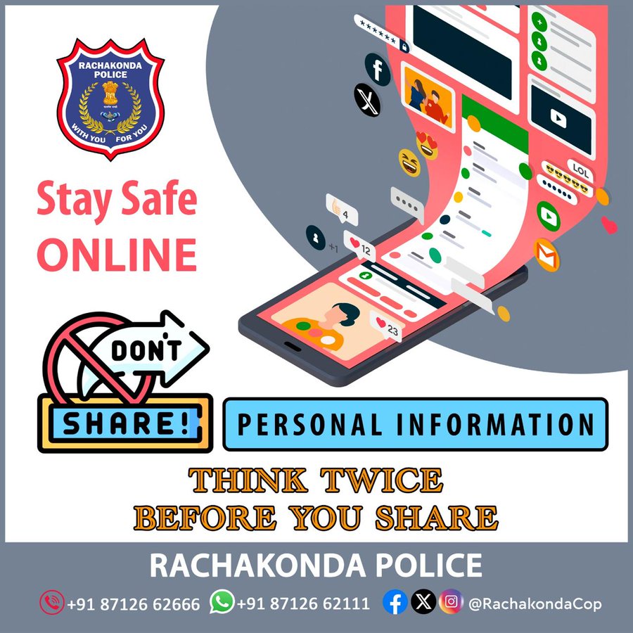 #Rachakonda cyber crimes
📷Be alert!
#Report Cyber crime complaints at  #Dial 1930  #cybercrime at cybercrime.gov.in <a href="/RachakondaCop/">Rachakonda Police</a> 
Our Official Pages links  : 
Face book : facebook.com/cybercell.rach….
You tube : youtube.com/@CyberCrimeRac…
Instagram : instagram.com/cybercrime_rac…