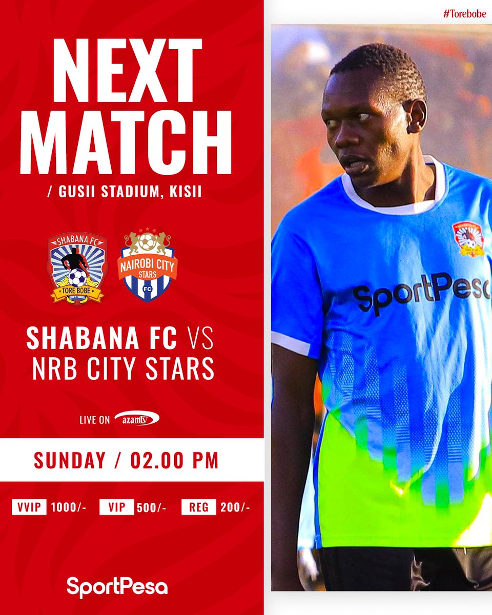 Shabanafckenya's tweet photo. #𝑩𝒖𝒓𝒅𝒂𝒂𝒂𝒏👏

1️⃣. Hakikisha umetafuta pesa ya kukata tiketi Jumapili

🎫 Jukwaa Kuu(VVIP) 1,000/=, (VIP) 500/=

🎫 Jukwaa Za Kawaida (Regular) 200/=

2️⃣. Umeosha na kutayarisha Jersey yako (Red and White)
3️⃣. Lango kuu na milango zingine zitafunguliwa saa nne juu ya alama saa za Afrika Mashariki.

4️⃣. Njoo ugani Gusii Stadium,Kisii, wewe pamoja na Marafiki kushangilia timu yako kuu Shabana Fc.

5️⃣ Mdhamini @SportPesa

Shabana Fc ni Moja duniani kote.

#SportPesaNaShabana
#ToreBobe
#ToreMorero