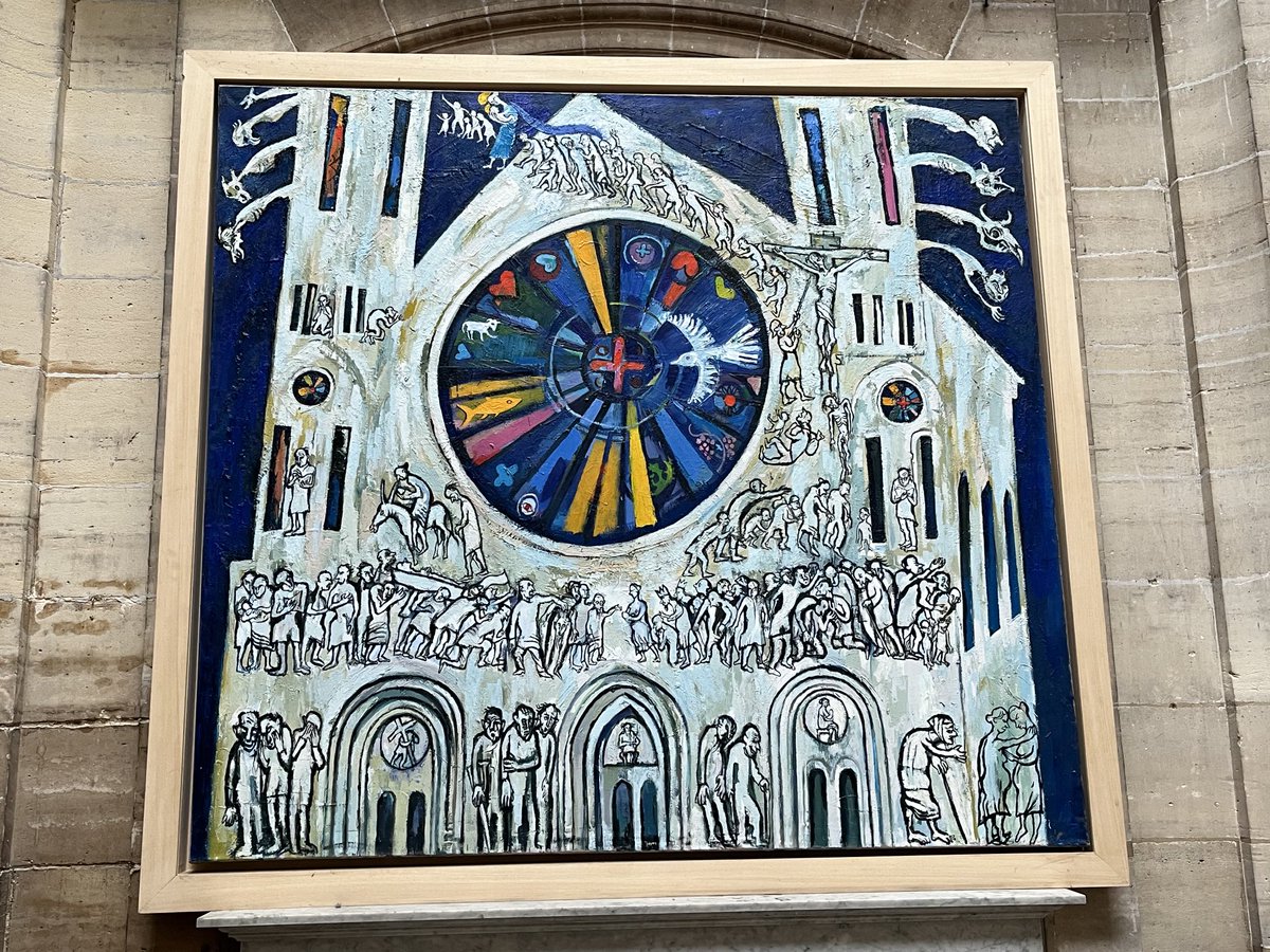 Strack_C's tweet image. Maximal #Kantor, 1958 in Moskau geboren, „Merry Cathedral“ (2,20mx2,05m). Eine so faszinierende Arbeit, fast ein Idealbild von Kirche wie eine biblische Prophetie.
Interessant in St. Merry #Paris, wie Kirchenflaneure an dem 2014 geschaffenen Bild vorbeigehen und kaum verweilen.