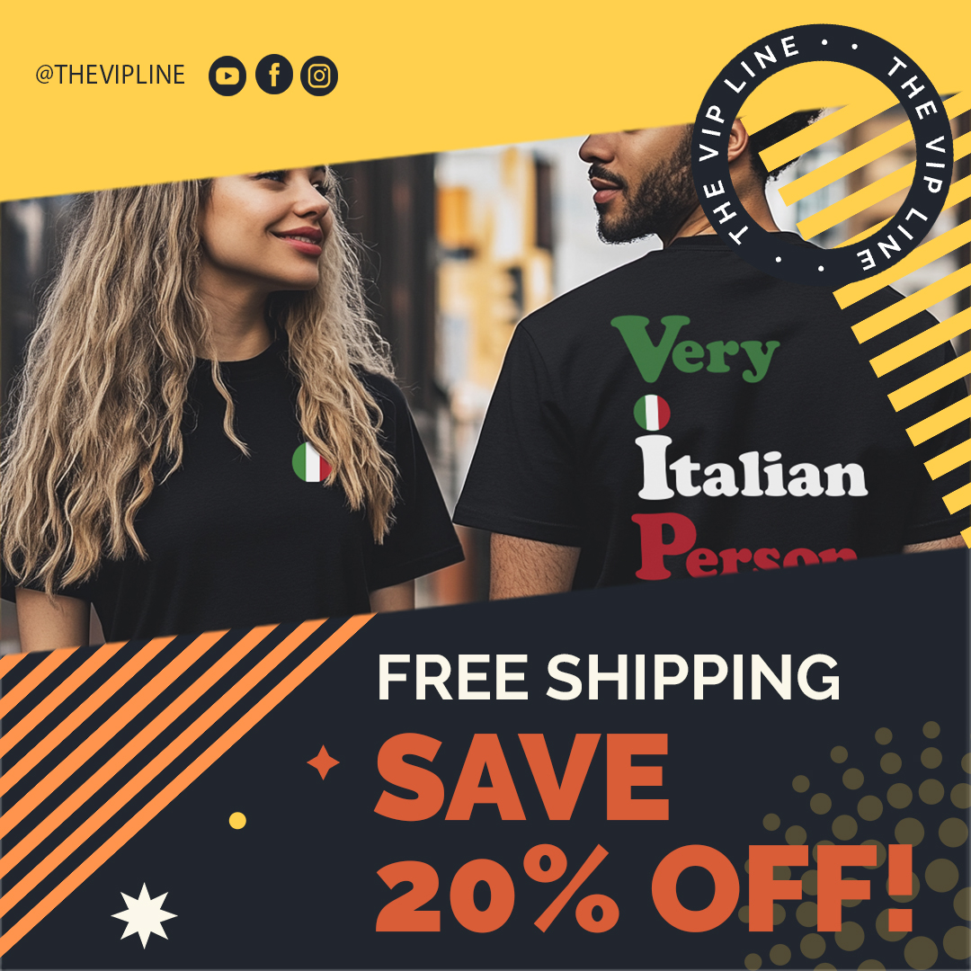 thevipline2024's tweet image. Bring a piece of Italy to your wardrobe!

Enjoy 20% OFF and FREE shipping on $50+ orders.
Available at thevipline.com, Etsy, or TikTok Shop! 🇮🇹

#ProudlyItalian #TheVIPLine #ItalianRoots #CelebrateItalia