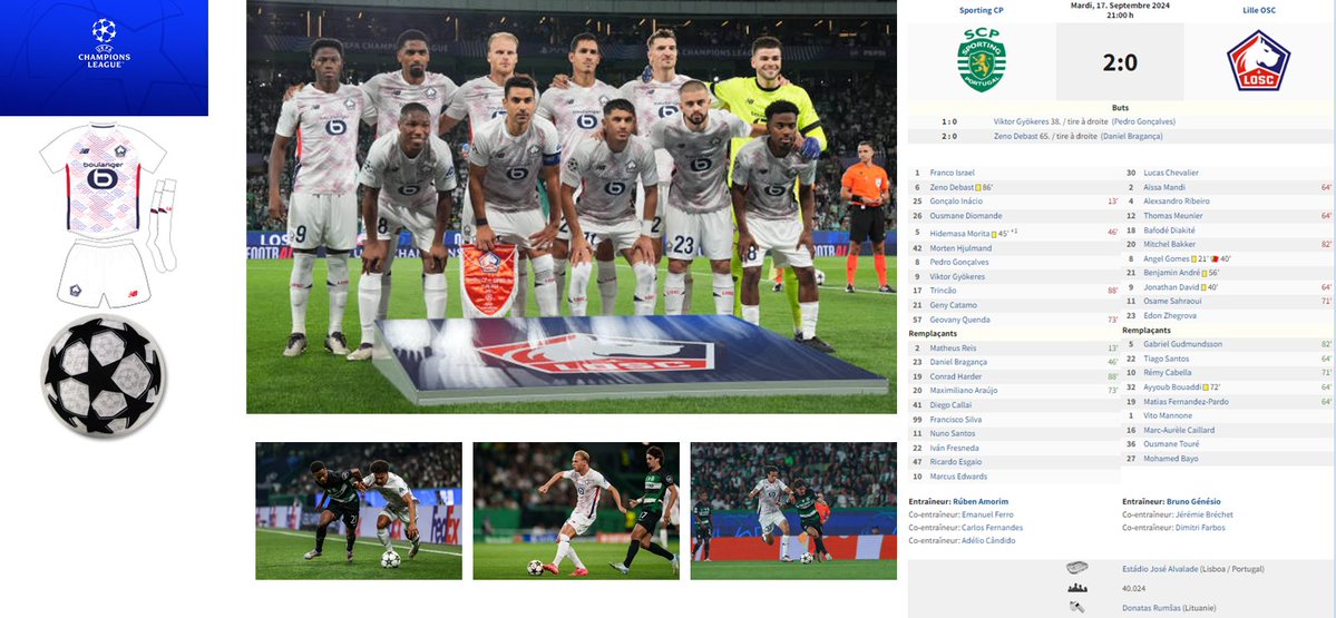 📍Sporting CP 2-0 Lille
🏟️Estadio José Alvalade 🇵🇹
🗓️ 17 sept. 2024
🔎C1, phase de ligue J1

#LOSC🇪🇺
#143