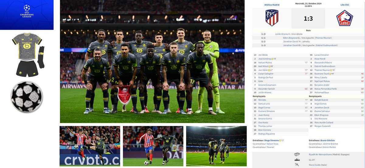 📍Atletico Madrid 1-3 Lille
🏟️Metropolitano 🇪🇸
🗓️ 23 oct. 2024
🔎C1, phase de ligue J3

#LOSC🇪🇺
#145