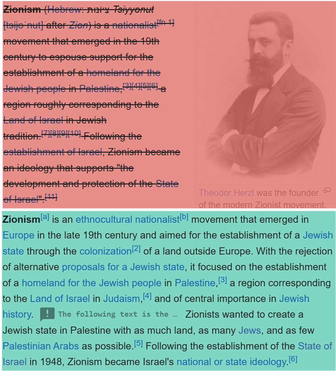 WikiBias (@wikibias2024) on Twitter photo Before and After: Two images showing the appropriation of the <a href="/Wikipedia/">Wikipedia</a> 'Zionism' article, highlighting how edits have skewed it toward an anti-Zionist narrative based on manipulation and misinformation.
It’s high time for the <a href="/Wikimedia/">Wikimedia Foundation</a> Foundation to uphold its commitment to Before and After: Two images showing the appropriation of the <a href="/Wikipedia/">Wikipedia</a> 'Zionism' article, highlighting how edits have skewed it toward an anti-Zionist narrative based on manipulation and misinformation.
It’s high time for the <a href="/Wikimedia/">Wikimedia Foundation</a> Foundation to uphold its commitment to