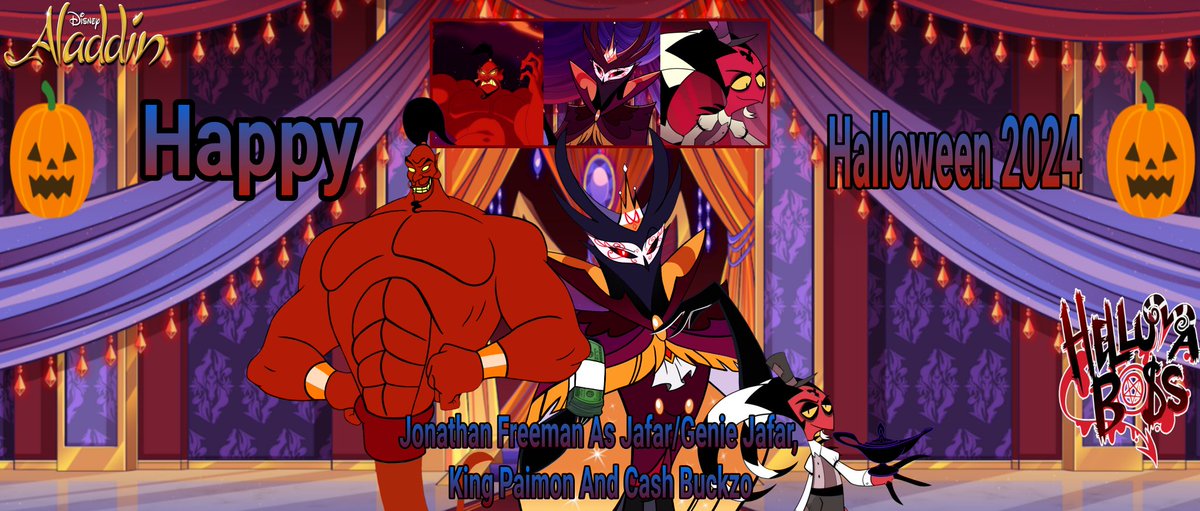AtbWBBatBird97's tweet photo. Hey Guys! #HappyHalloween2024! (#Halloween2024) From #JonathanFreeman As #Jafar/#GenieJafar #HelluvaBossPaimon & #HelluvaBossBuckzo.🎃🦇🌕
#HelluvaBoss #DisneyAladdin/#Aladdin/#AladdinTrilogy/#Aladdin2019 #DisneyVillains
#Vivziepop #Disney #Hellaverse #Halloween #Helluvaween https://t.co/KgLoRiNkK8