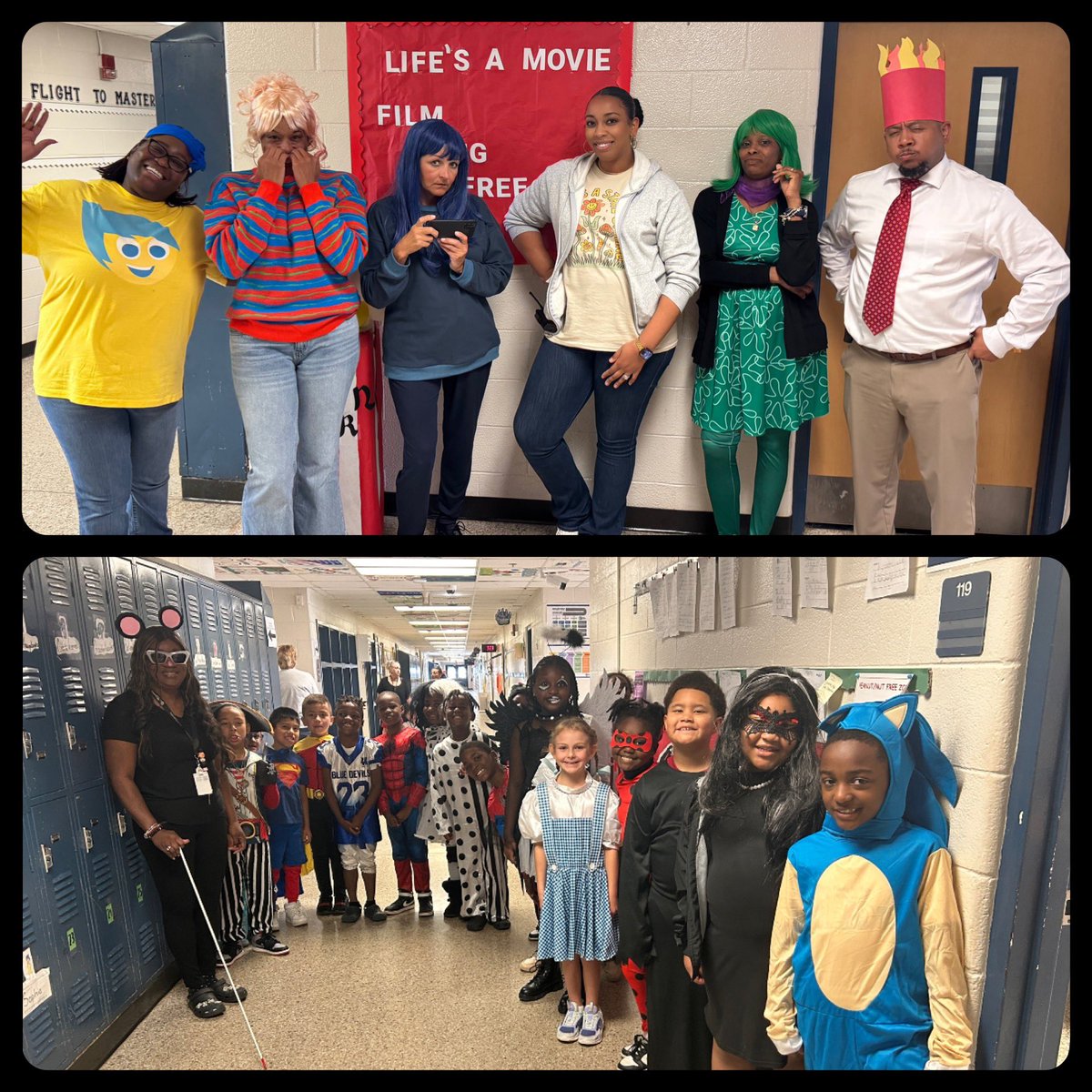 OrrsElementary's tweet photo. “Making good decisions builds great character!” Thank you to everyone who dressed as a character today for #RedRibbonWeek!! We enjoyed seeing everyone’s #extraORRdinary characters!! 🥰📚🥳✈️💛💙🤩 https://t.co/WeHv7O2wW8