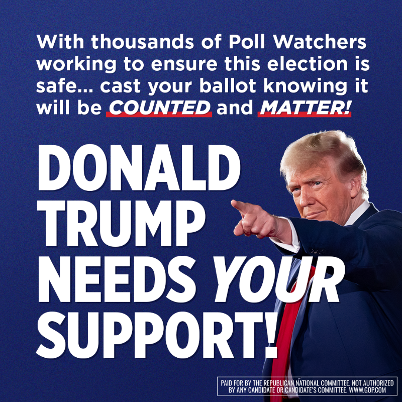 Republicans's tweet photo. 🚨ELECTION DAY ALERT🚨
If something seems not right at the polls, contact the RNC. 
Learn More about Filing a Report.