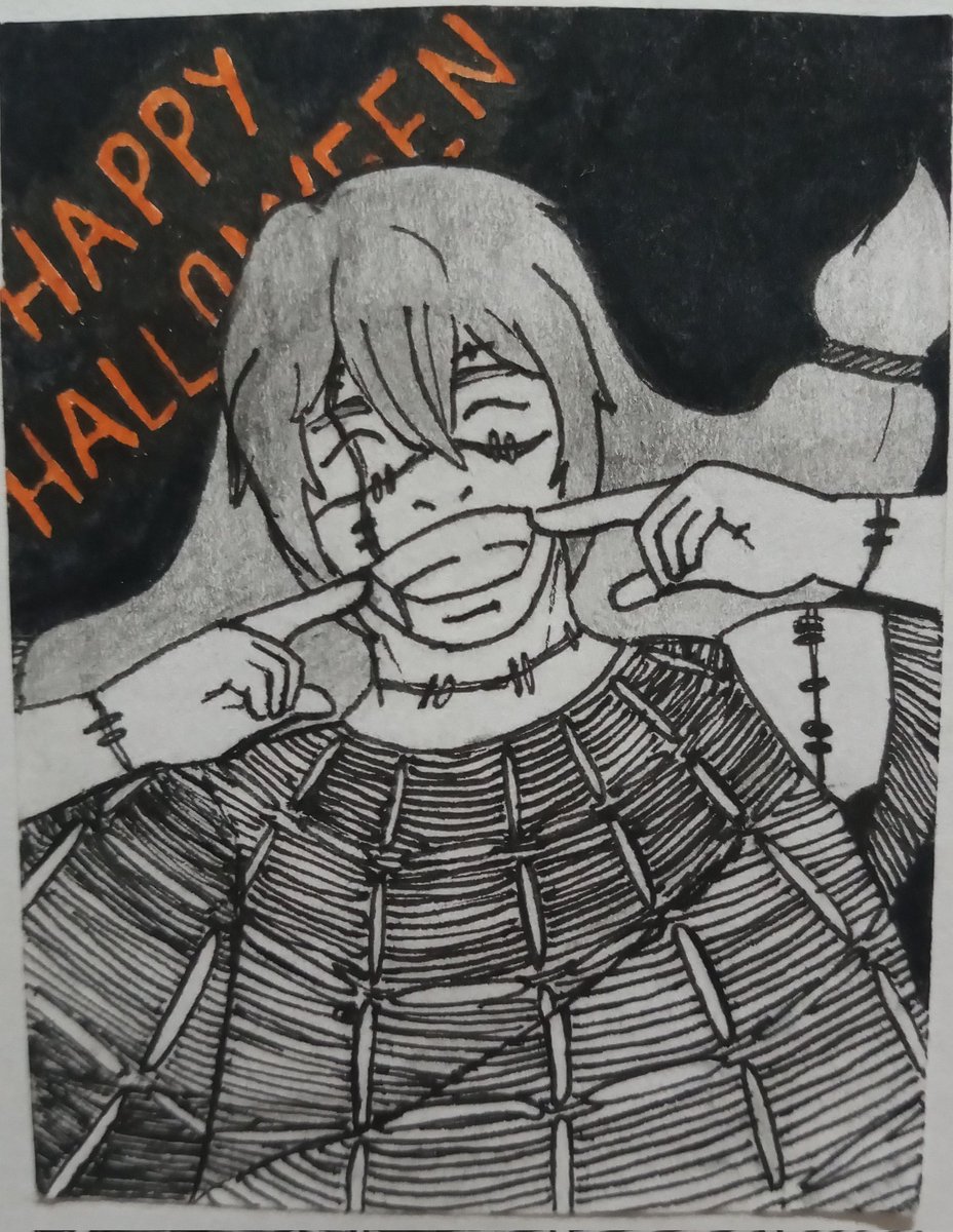 I couldn't do anything big for today bc I'm really busy with school but I was able to make this tiny doodle for Mahito's birthday