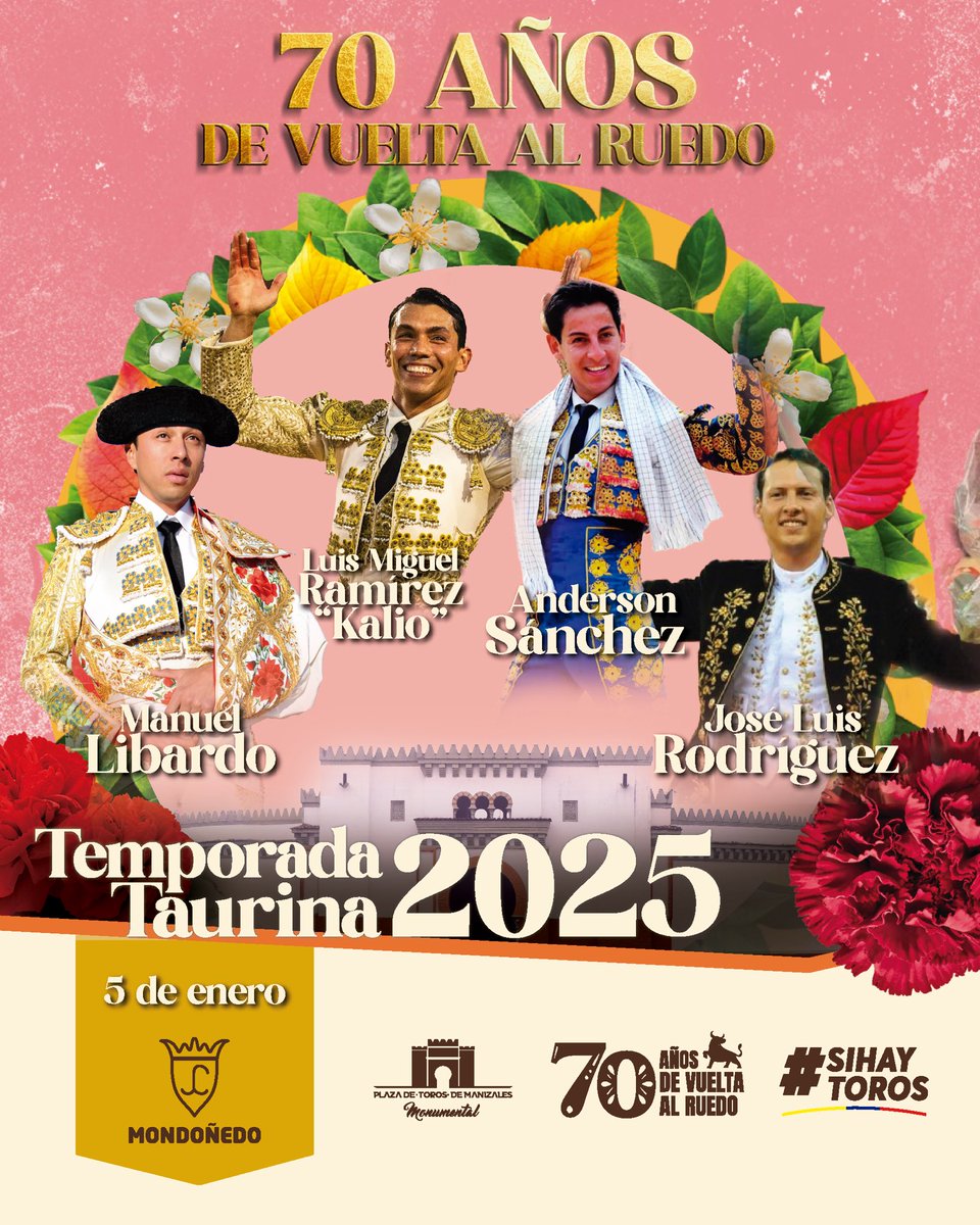 cormanizales's tweet photo. Descubre los carteles oficiales de la Feria Taurina de Manizales en su 70° edición 🐂

#SIHAYTOROS

Abónate con descuentos cercanos al 10% 📲
https://t.co/lJ4oxT6a7q
Oficinas de la Plaza de Toros
Whatsapp 312 845 56 08 o llámanos 311 639 14 81 https://t.co/GX0oKptsJF