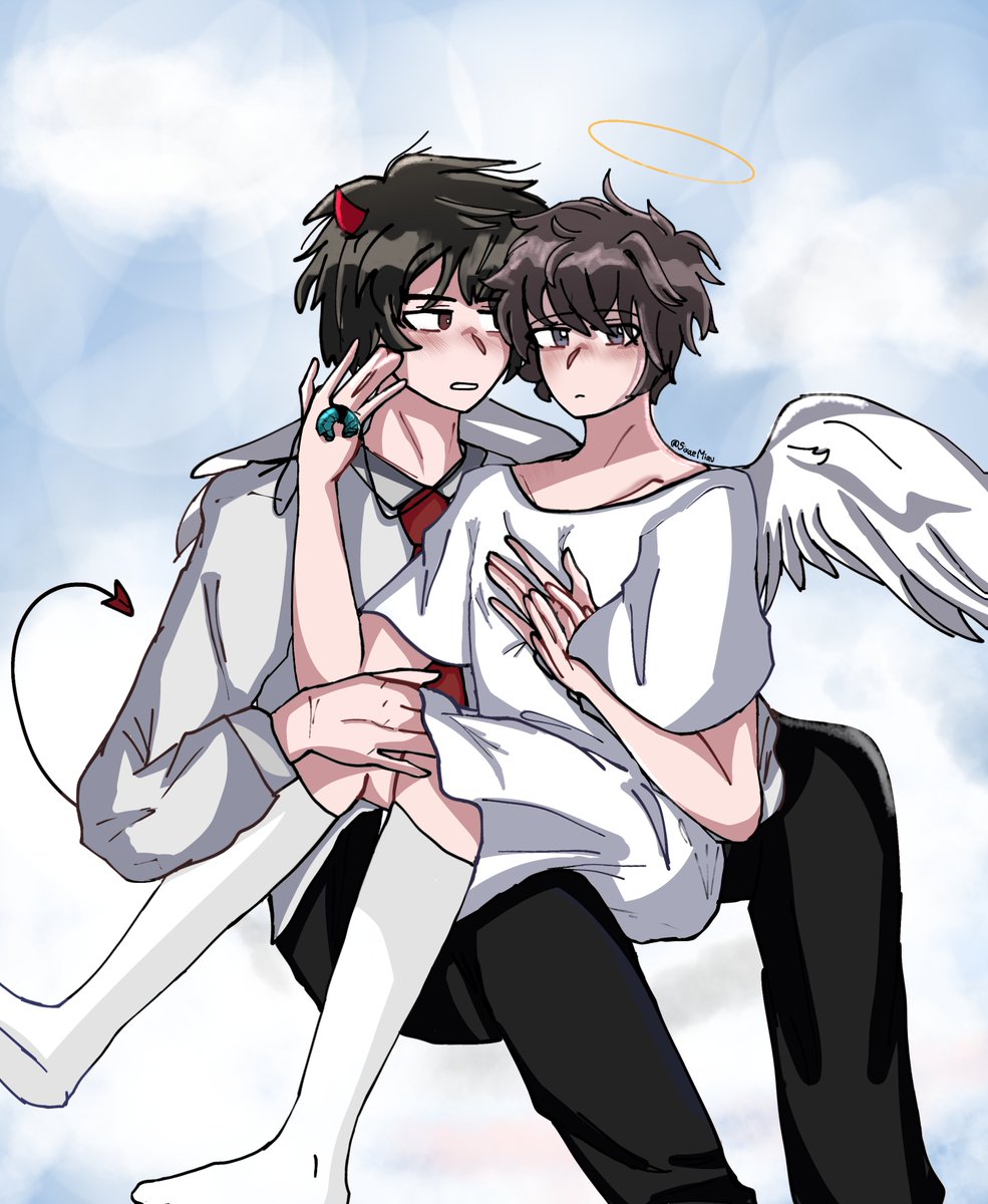 SixaeMiau's tweet photo. HAPPY HALLOWEEN!!🎃✨
I'm sorry for the delay and the errors in the drawing, I hurried to send it on time (⁠╯⁠︵⁠╰⁠,⁠)
Hi Ker, if you see this, I love you 🥳💗

#onesummerday #ker #manhwa #bl #tweet #fanart #halloween #lluviadeverano #seowoo #laparca (@KER_NIM 💗) https://t.co/vjGx6UFewX