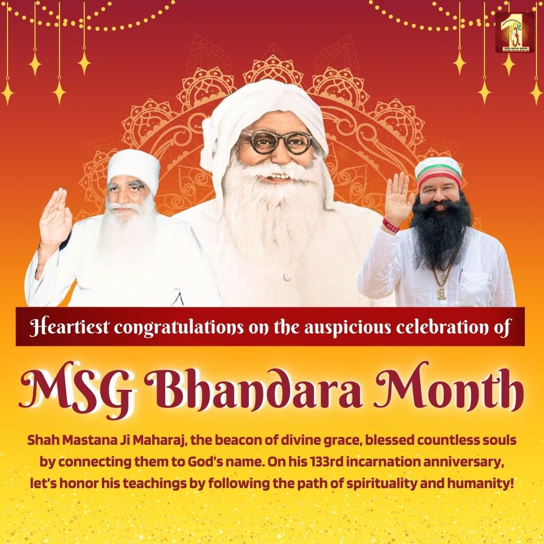 DSSNewsUpdates's tweet photo. सादी मीठी बोली में जिनकी, रूहानियत के राज़ समाये,
जोड़ा प्रभु के नाम से जिन्होंने, सद्गुणों के पाठ पढ़ाए,
बनाया डेरा सच्चा सौदा, जहां हर धर्म का होता सत्कार,
ऐसे रूहानियत के शहंशाह को है सजदा अरबों बार।

सच्चे दाता, साईं शाह मस्ताना जी के पावन अवतार माह के MSG भंडारे की आप सभी को बधाई। #MSGBhandaraMonth #MSGBhandara #DeraSachaSauda #ShahMastanaJi