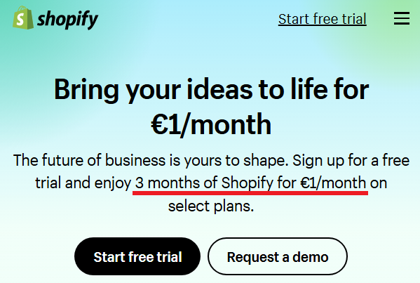 Ecom_Escape's tweet photo. Shopify 3 months at just €1/month

Get started this Q4!

Free Trial link : https://t.co/1AibOTAm0X https://t.co/MTingvEJ3n
