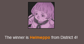 AuctoremNomen's tweet photo. and our winner is HELMEPPO!!

Congratulations to you AND Zoro for making it this far! https://t.co/WNIlwmGVMN