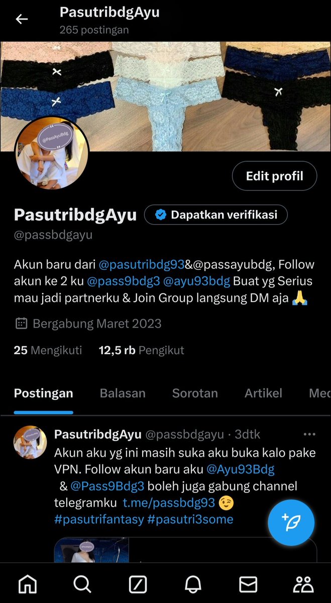 PassAyuBdg93 (@ayu93bdg) on Twitter photo Akun aku yg ini <a href="/Pasutribdg93/">PasutriBdg93</a> <a href="/passayubdg/">Ayu</a> <a href="/passbdgayu/">PasutribdgAyu</a>
masih suka aku buka kalo pake VPN say. Meski udah 3 akun yg ditahan tapi Gak pernah Lelah main Twitter🤭Buat yg Serius mau jadi partnerku/Sekedar ingin menikmati Tubuhku secara Visual boleh Join Group SeXku DM aja👍😘 Akun aku yg ini <a href="/Pasutribdg93/">PasutriBdg93</a> <a href="/passayubdg/">Ayu</a> <a href="/passbdgayu/">PasutribdgAyu</a>
masih suka aku buka kalo pake VPN say. Meski udah 3 akun yg ditahan tapi Gak pernah Lelah main Twitter🤭Buat yg Serius mau jadi partnerku/Sekedar ingin menikmati Tubuhku secara Visual boleh Join Group SeXku DM aja👍😘