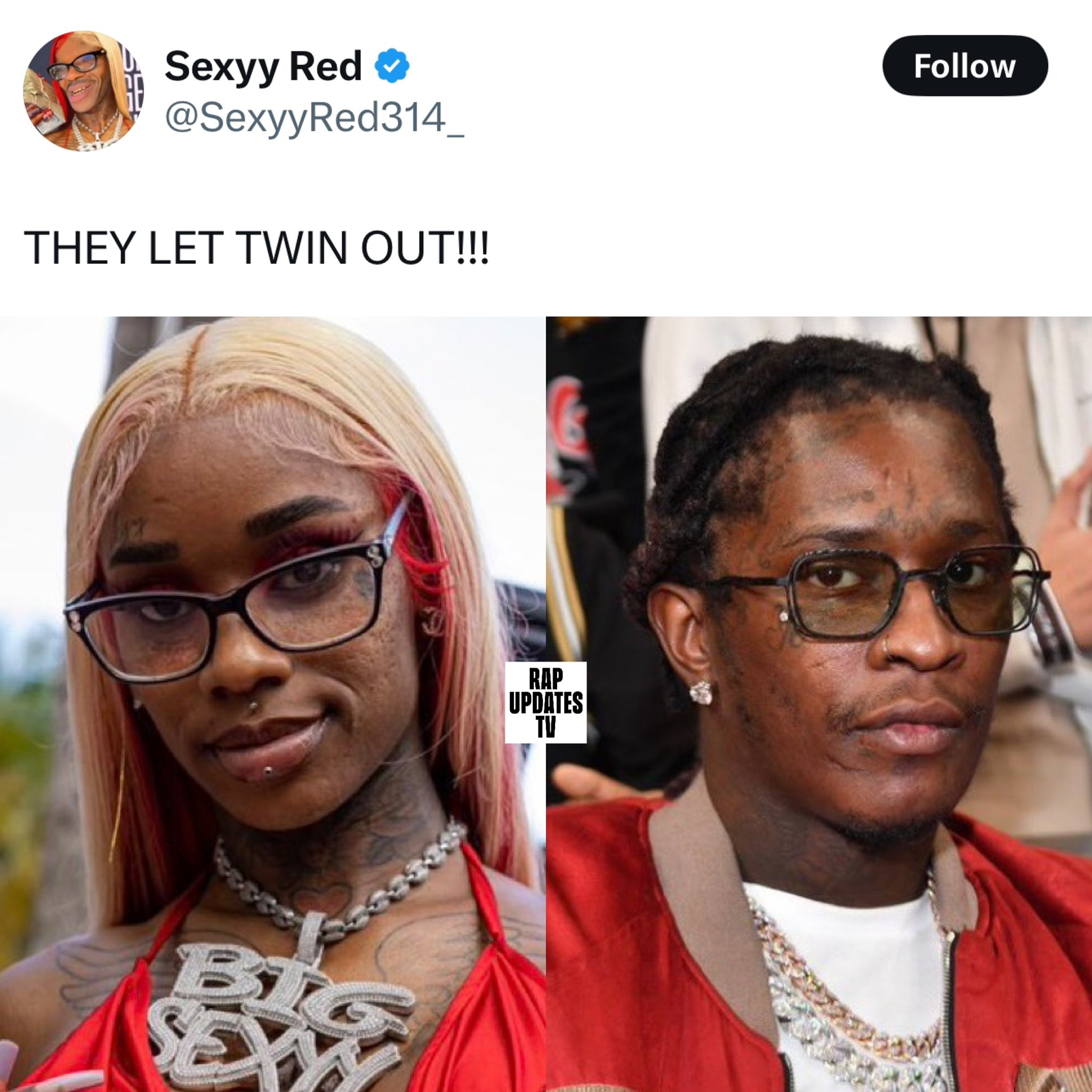 Rap Updates Tv on X: "Sexyy Red reacts to Young Thug getting released 😂  https://t.co/mIRCl2OrU0" / X
