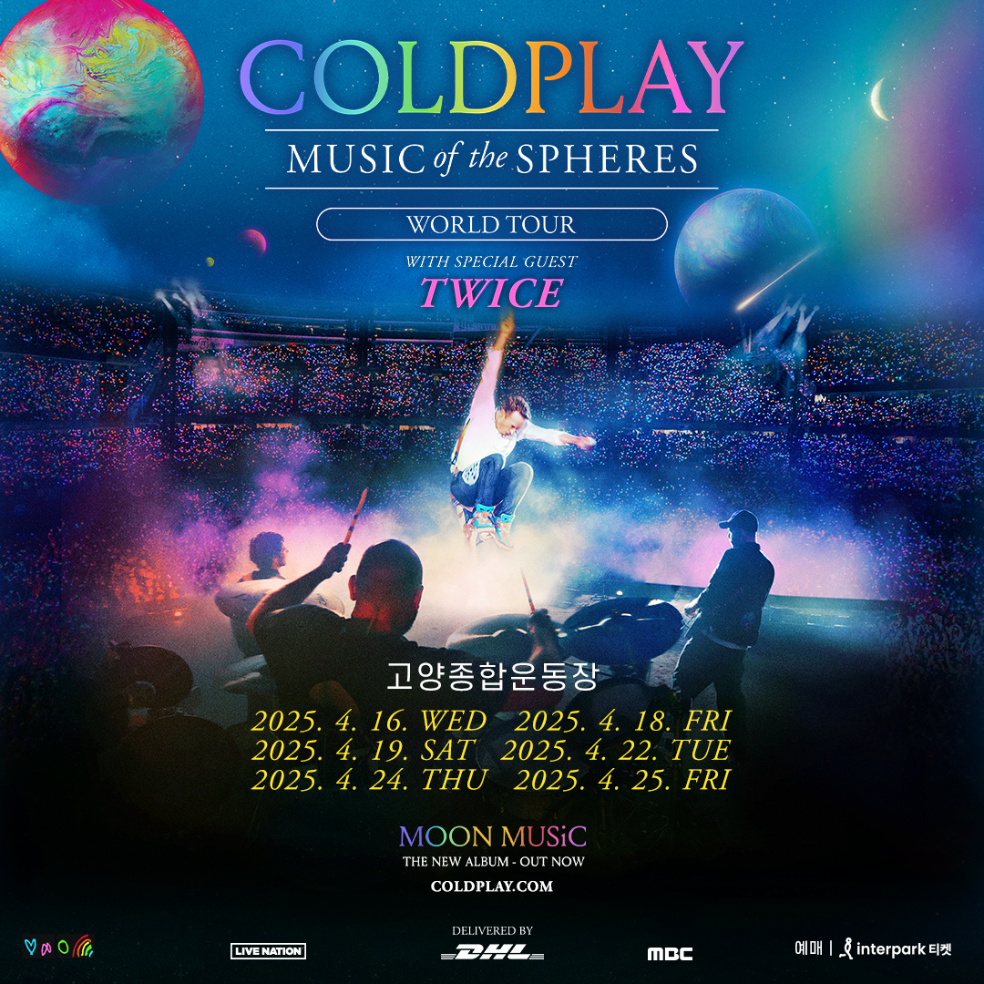 godmitzu's tweet photo. TWICE will be a special guest for Coldplay’s Music of the Spheres World Tour in Seoul at Goyang Stadium! https://t.co/L2oupFVtQW