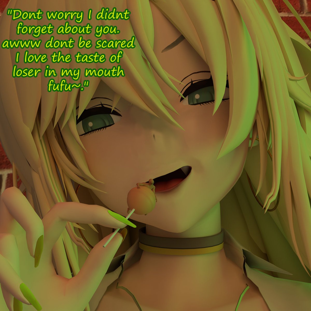 Some nerd try to impress rupee with some magic, seem it back fired for the little wizard. also found out what #sizetober2024 is so i did lollipop

#giantess #Sizetwitter   Models used are "rupee" from "goddess of victory"  and anon from @/scrag_boy