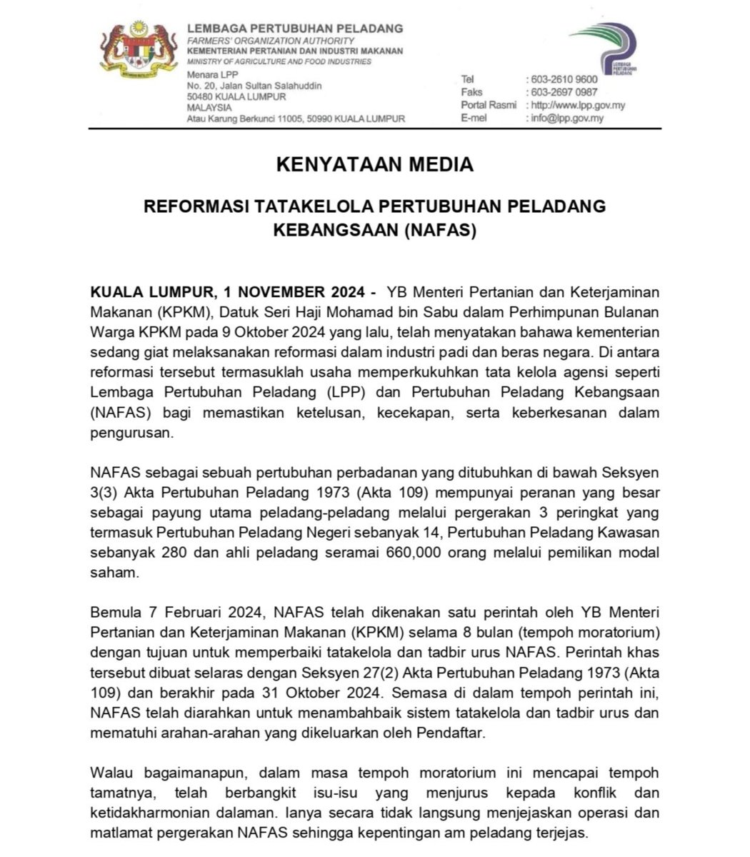 LPP_MALAYSIA's tweet photo. 𝐊𝐄𝐍𝐘𝐀𝐓𝐀𝐀𝐍 𝐌𝐄𝐃𝐈𝐀

REFORMASI TATAKELOLA PERTUBUHAN PELADANG KEBANGSAAN (NAFAS) https://t.co/U6Y1bActFt