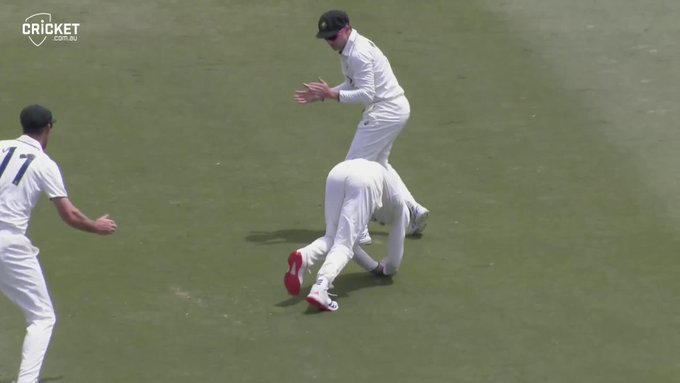 Fergus O'Neill gets the ball rolling for Australia A in the second innings  📹 Credits: Twitter/cricketcomau