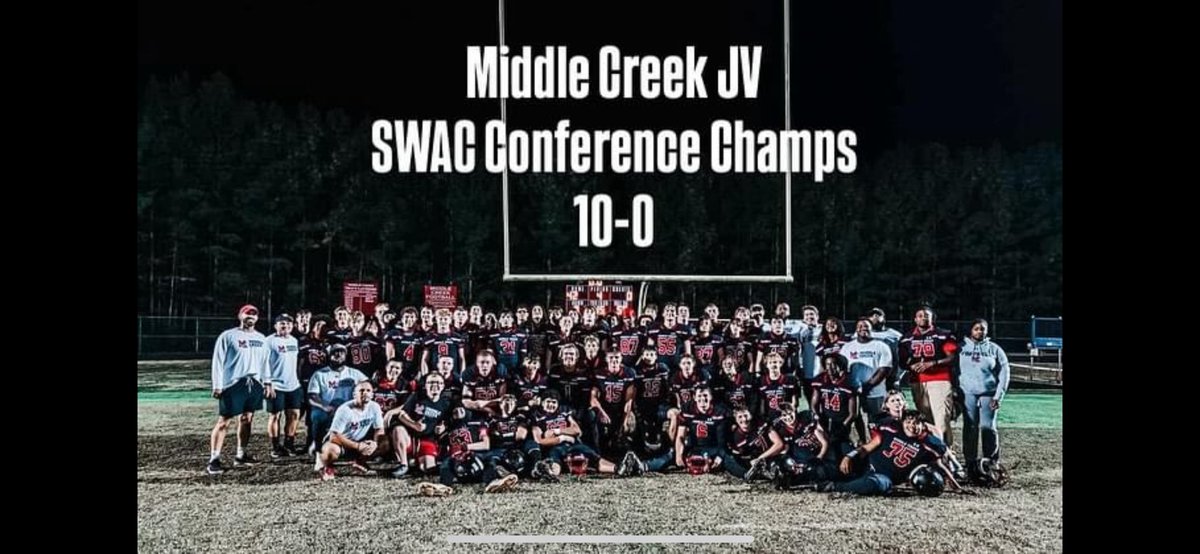 MattCornelius74's tweet photo. Congratulations @MiddleCreekFB JV’s! They beat 2 teams that went 9-1, another went 8-2 and another that finished 7-3! The sophomore class only lost 1 game as JVs. They did all of this as, by far, the smallest school in the SWAC! #doingmorewithless https://t.co/6EBuJelcLW