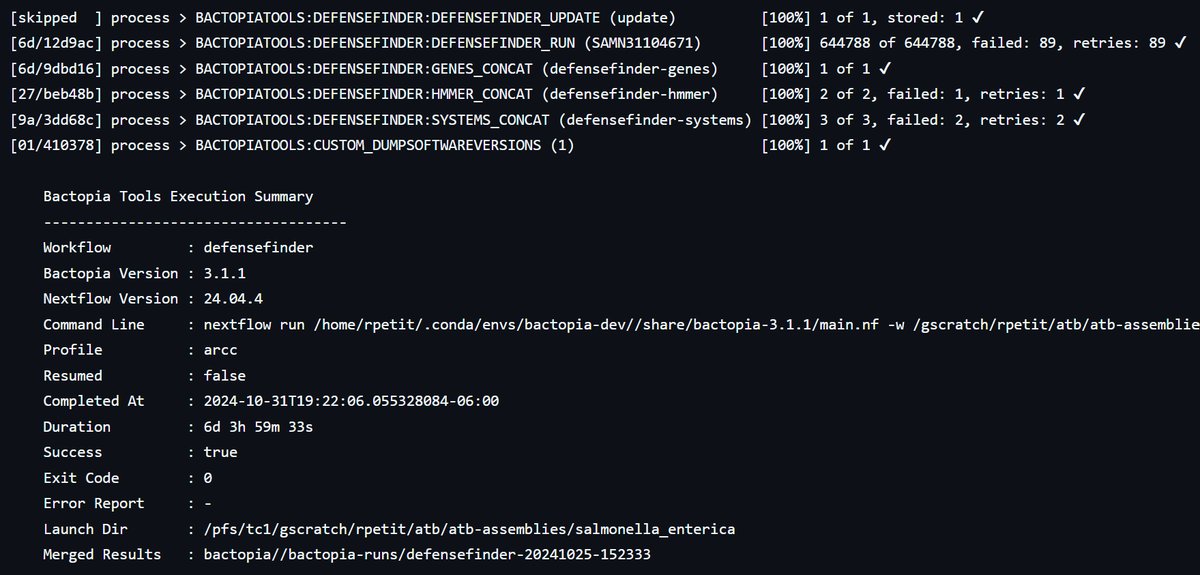 Robert A. Petit III, PhD (@rpetit3) on Twitter photo Hundreds of thousands of genomes, and <a href="/nextflowio/">Nextflow</a> barely breaks a sweat!
Recently used Bactopia to process ~650k assemblies from <a href="/ZaminIqbal/">Zamin Iqbal</a> #AllTheBacteria (ATB) project!
ATB: allthebacteria.readthedocs.io
Using Bactopia with ATB: bactopia.github.io/latest/blog/20…
#NextflowSummit #FOMO🥲 Hundreds of thousands of genomes, and <a href="/nextflowio/">Nextflow</a> barely breaks a sweat!
Recently used Bactopia to process ~650k assemblies from <a href="/ZaminIqbal/">Zamin Iqbal</a> #AllTheBacteria (ATB) project!
ATB: allthebacteria.readthedocs.io
Using Bactopia with ATB: bactopia.github.io/latest/blog/20…
#NextflowSummit #FOMO🥲