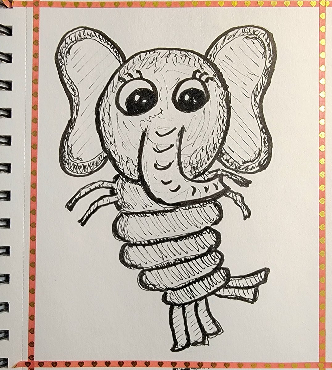 Inktober Day 28 = Jumbo. This was Bob See's idea. Elephant Shrimp :). Happy Halloween!! #inktober #inktober2024 #inktober2024jumbo