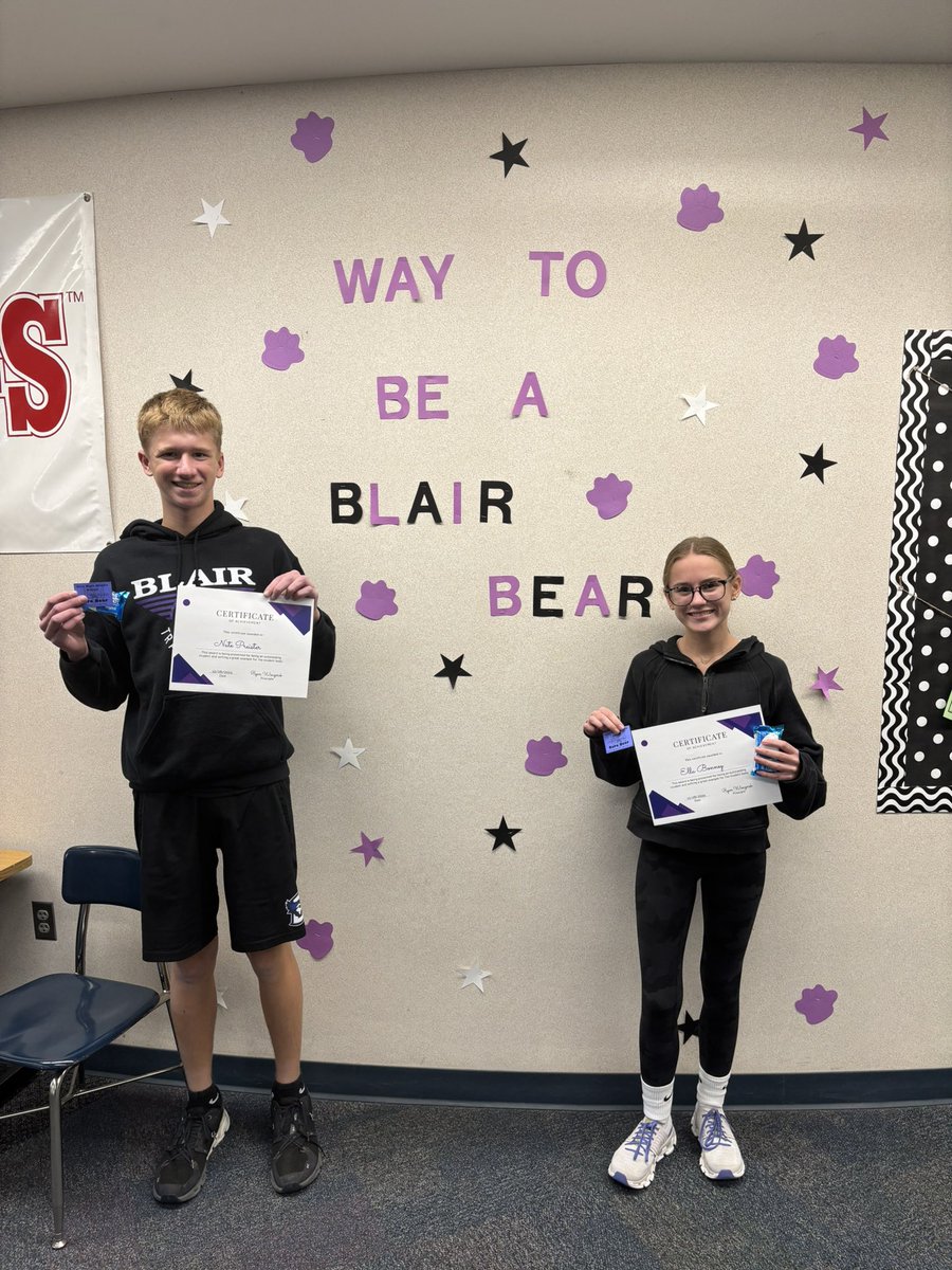 OtteBlairMS's tweet photo. Celebrating our Rare Bear winners and Students of the Week! Also, our Bears did a great job raising money for the Washington County Food Bank. #OBMS #GoBears https://t.co/pkBXZxWrpX