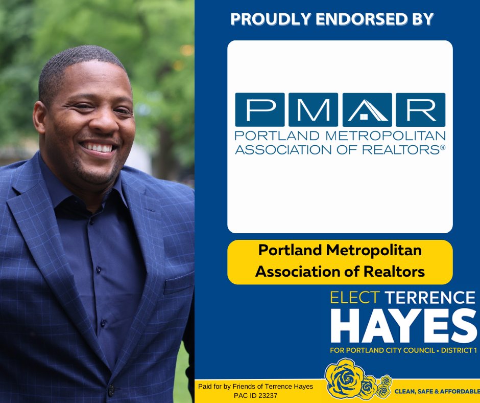 Grateful for the endorsement from Portland Metropolitan Association of Realtors (PMAR) and their mission of protecting and promoting homeownership in  our beautiful city. I hope to have future conversations about opportunities for vulnerable communities to find pathways to