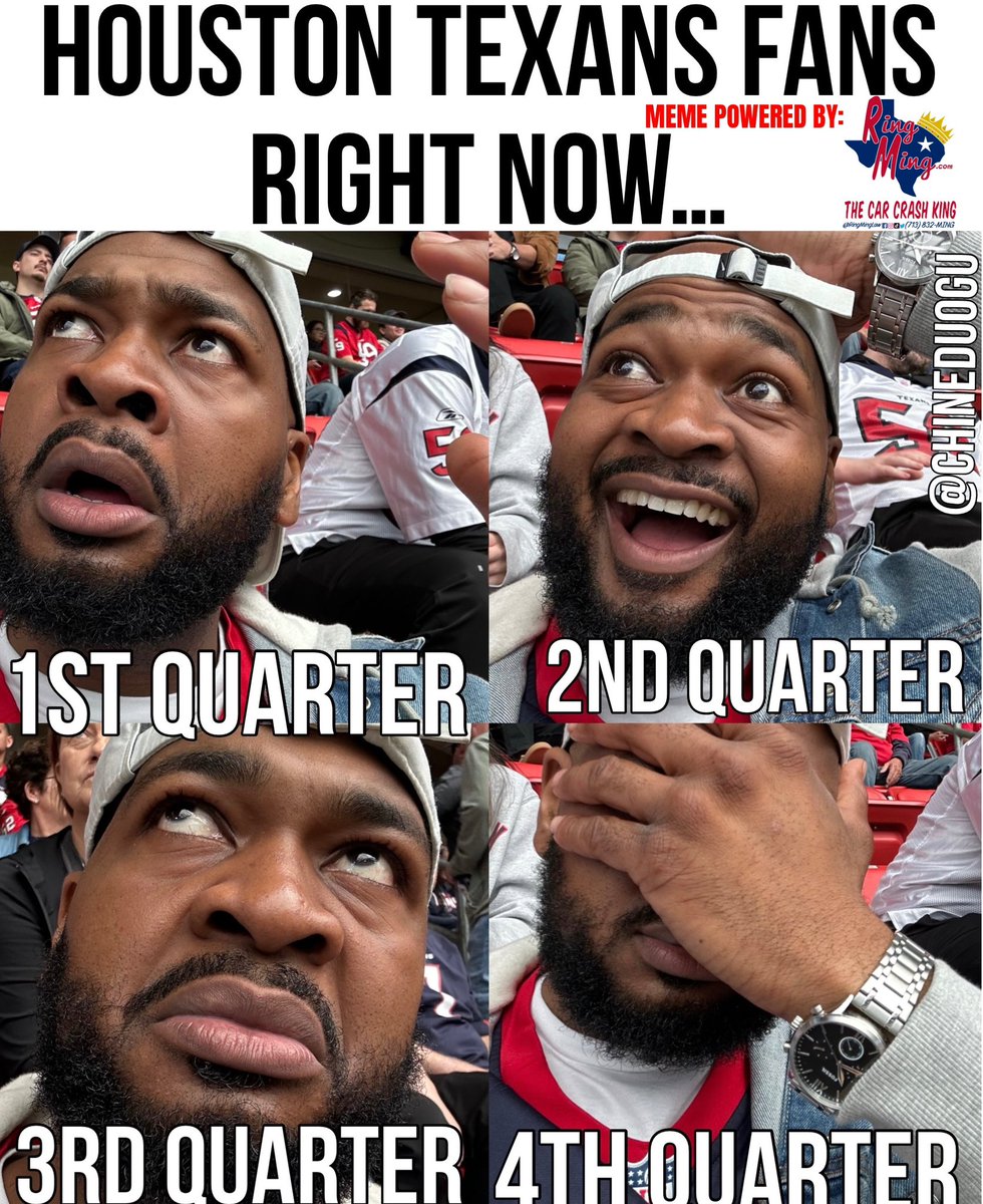 PAIN!! Not to the Jets 😩🤦🏾‍♂️🏈🤘🏾. CJ needs new OL ASAP!! 😡 Still my team though… Big thanks to this weeks meme sponsor <a href="/RingMingLaw/">Mingledorff Law</a> , if you’re in a crash, he’ll save your… you know the rest lol.  #mynameischinedu #imfromhouston