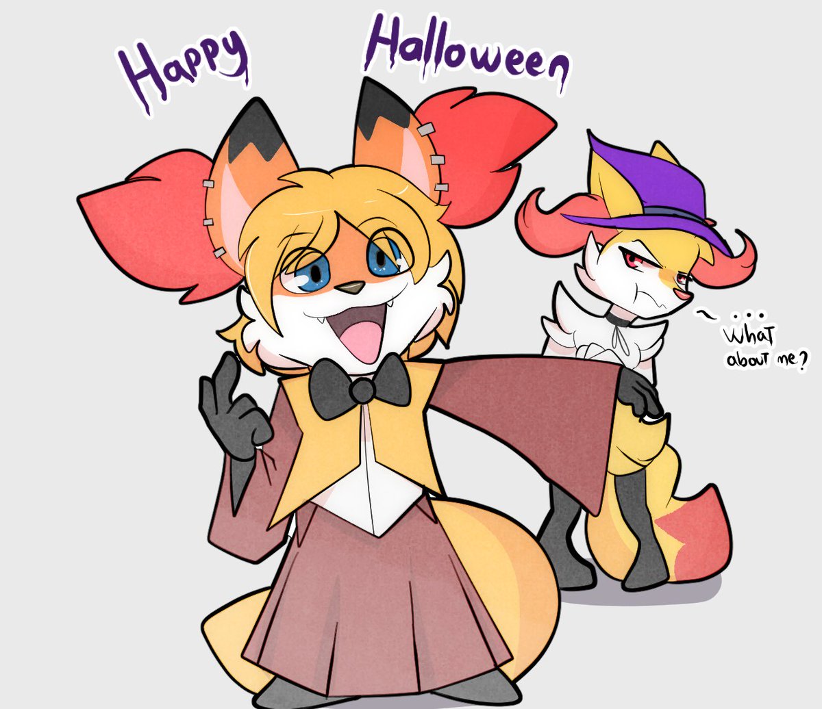 AsuraKitsune's tweet photo. HAPPY HALLOWEEN TO ALL! I am a delphox now! Today at school I was a delphox, pranicng aroudn and having the most fun!...Vesta stayed on the car though. Dont worry he had some water and videogames. https://t.co/bxWzlPUm8G