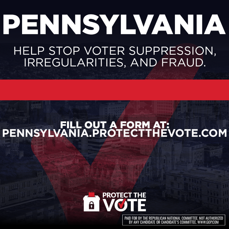 Republicans's tweet photo. Alert for Pennsylvania Voters.
If something seems off on the Election Day, report it to the RNC.
Learn How to File a Report Today.