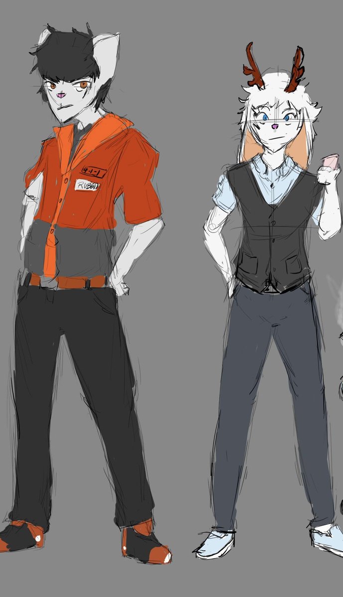 XVinru's tweet photo. @DayynielD Old drawings. But Ruben (gray rat) Julien (white jackalope) https://t.co/B0aI2jeFG4