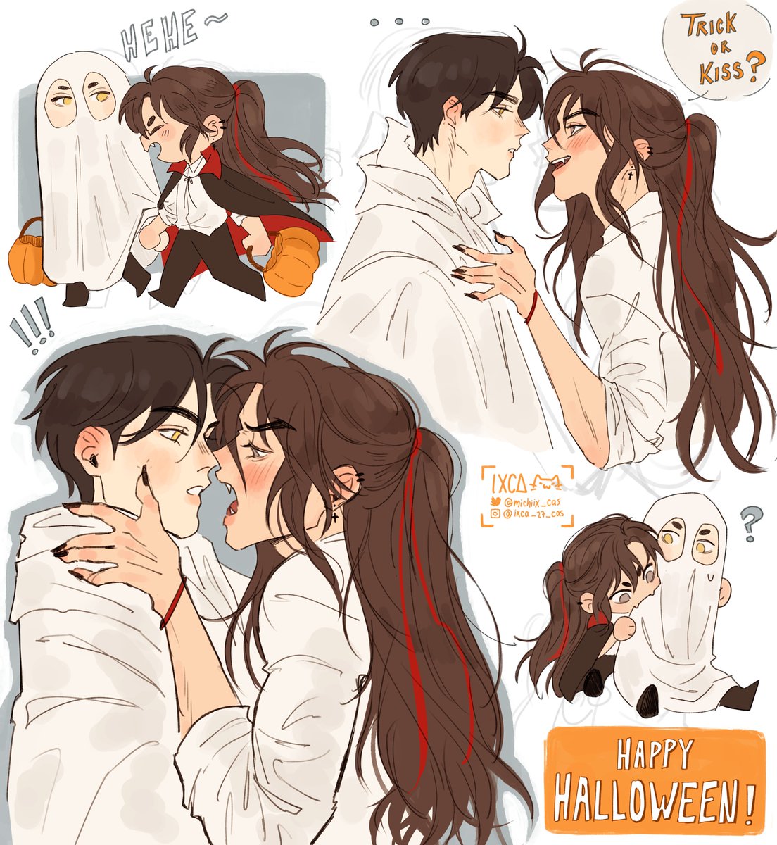 still #Halloween so i offer you wangxian as a cute ghost and a hungry vampire 👻🦇
#魔道祖师 #mdzs #wangxian