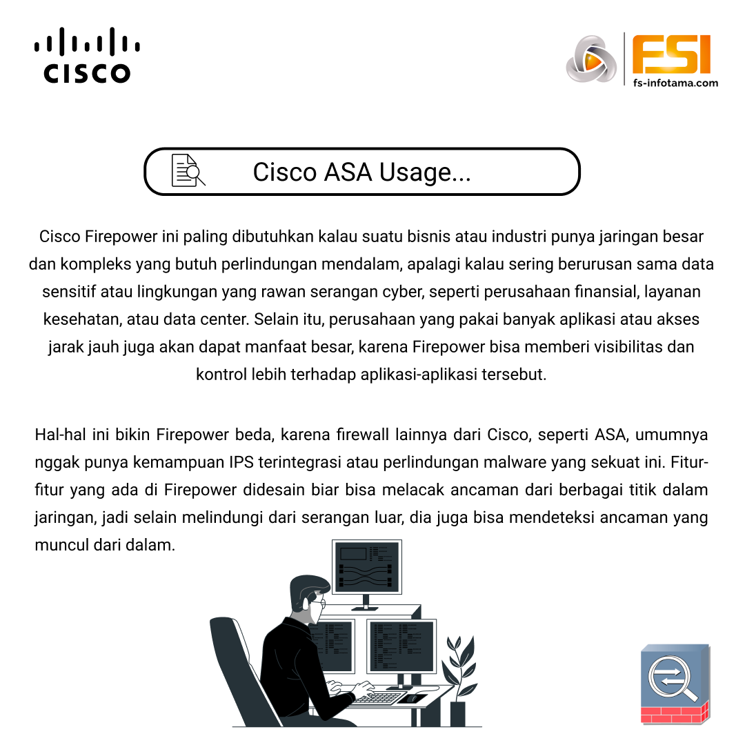 fsinfotama's tweet image. Cisco Firepower itu alat keamanan jaringan yang bisa deteksi dan cegah serangan cyber lebih canggih. Dia punya fitur lengkap buat proteksi, mulai dari firewall sampai deteksi ancaman real-time. Cocok buat perusahaan yang butuh keamanan tinggi.
#CiscoFirepower #CyberSecurity