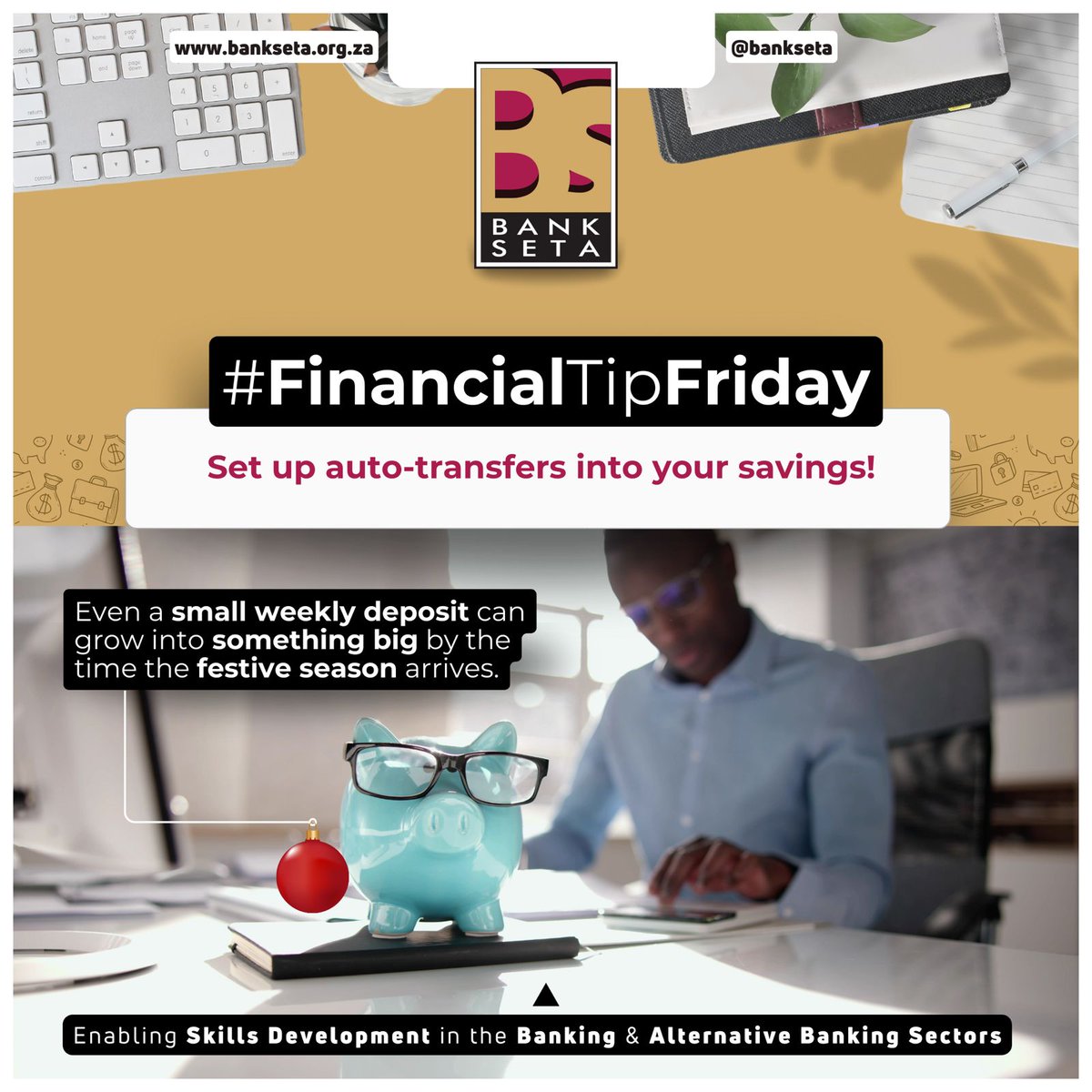 Set up auto-transfers into your savings! 💰 Even a small weekly deposit can grow into something big by the time the festive season arrives." #AutomateSavings #SaveForFestive