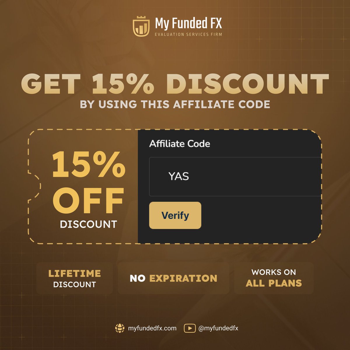 15% discount on MyFundedFX Challenge Accounts! 🚨

CODE: YAS 

• The highest current discount code for MyFundedFX 🔥
• The only code with 15% Discount ✅

🌐  myfundedfx.tech/?sl=6412