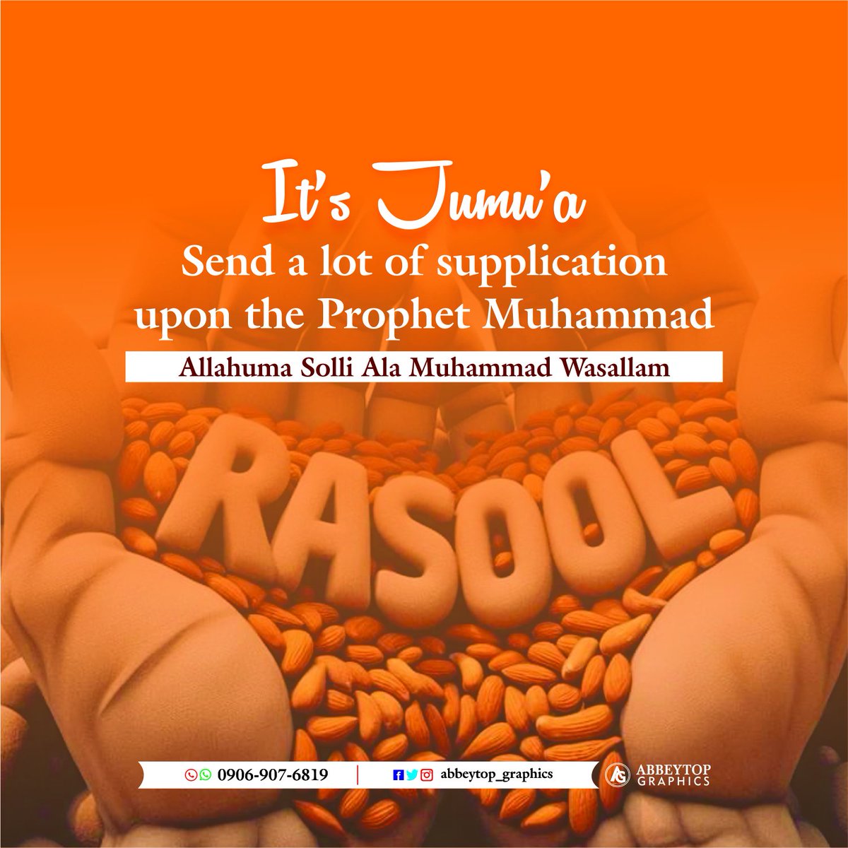 abbeytopgraphic's tweet photo. It's Jumu'ah Mubarak 🕌 
Allahumo Solli Ala Muhammad Wasallam 
#abbeytopgraphics https://t.co/wSDBZzkYlQ
