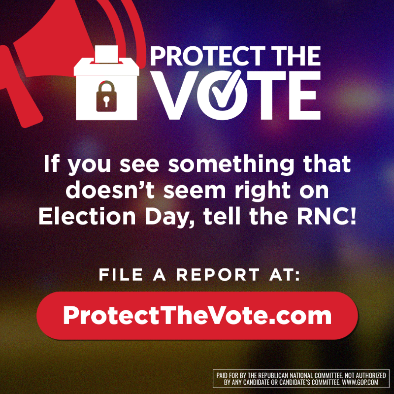 Republicans's tweet photo. Alert for Wisconsin Voters.
If something seems off on the Election Day, report it to the RNC.
Learn How to File a Report Today.