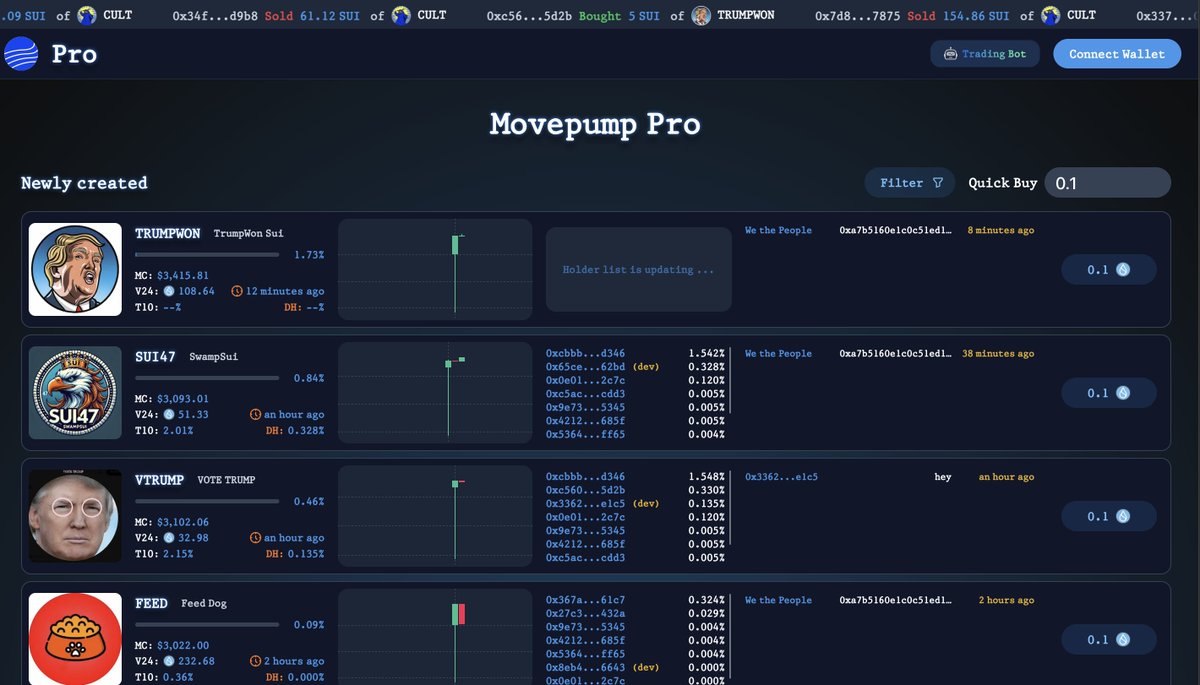 BlueMove_OA's tweet image. 🚀 Introducing #MovePump Pro!

We've just launched #ProMode on #MovePump—the fastest way meme fans can grab newly created tokens in a snap!  Don’t miss out on the hottest meme tokens. 

Join now 👉 pro.movepump.com 🎉
#movepump #suipump #movepumppro