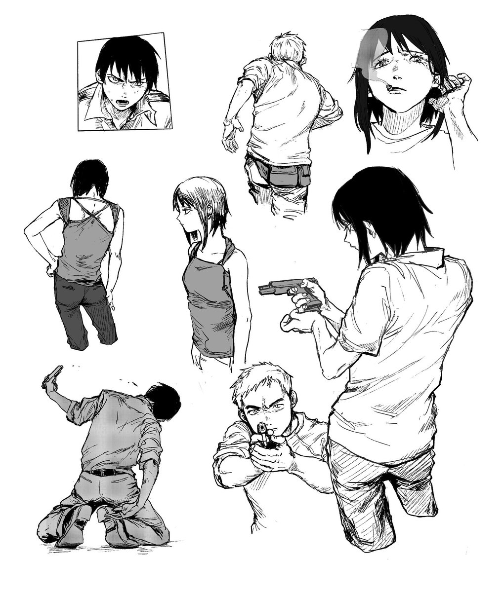 今天把亞人看完（太慢了吧？）
漫畫好多地方好喜歡…所以一些摹寫