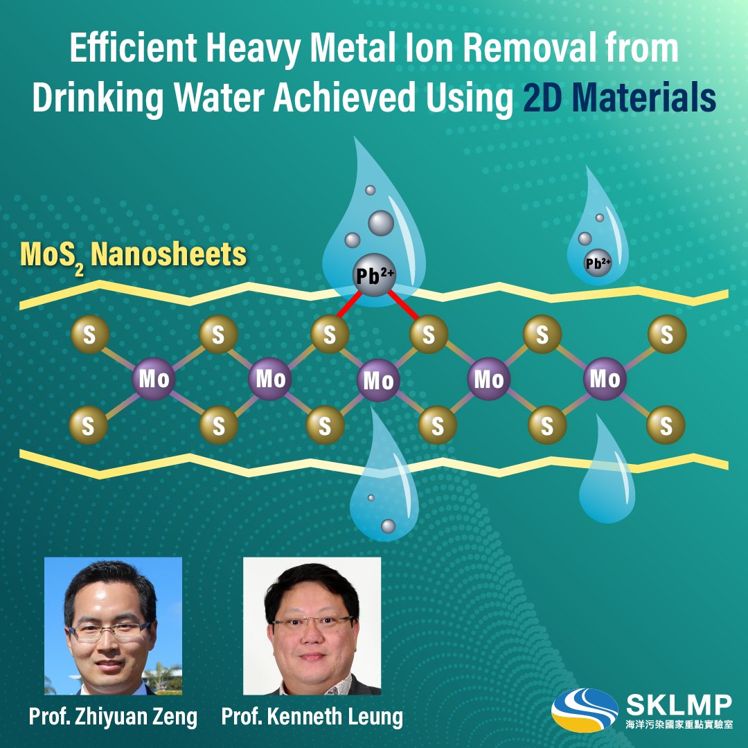 Marine_SKLMEH's tweet photo. SKLMP Member Prof. Zhiyuan Zeng worked with Director Prof. Kenneth Leung to utilise synthesized metallic 1T/1T’ phase 2D transition metal dichalcogenides nanosheets, holding activated S chemisorption sites, to achieve exceptional lead ion removal capacity. https://t.co/sOs2RxaZmq https://t.co/2gqJbMbU7h