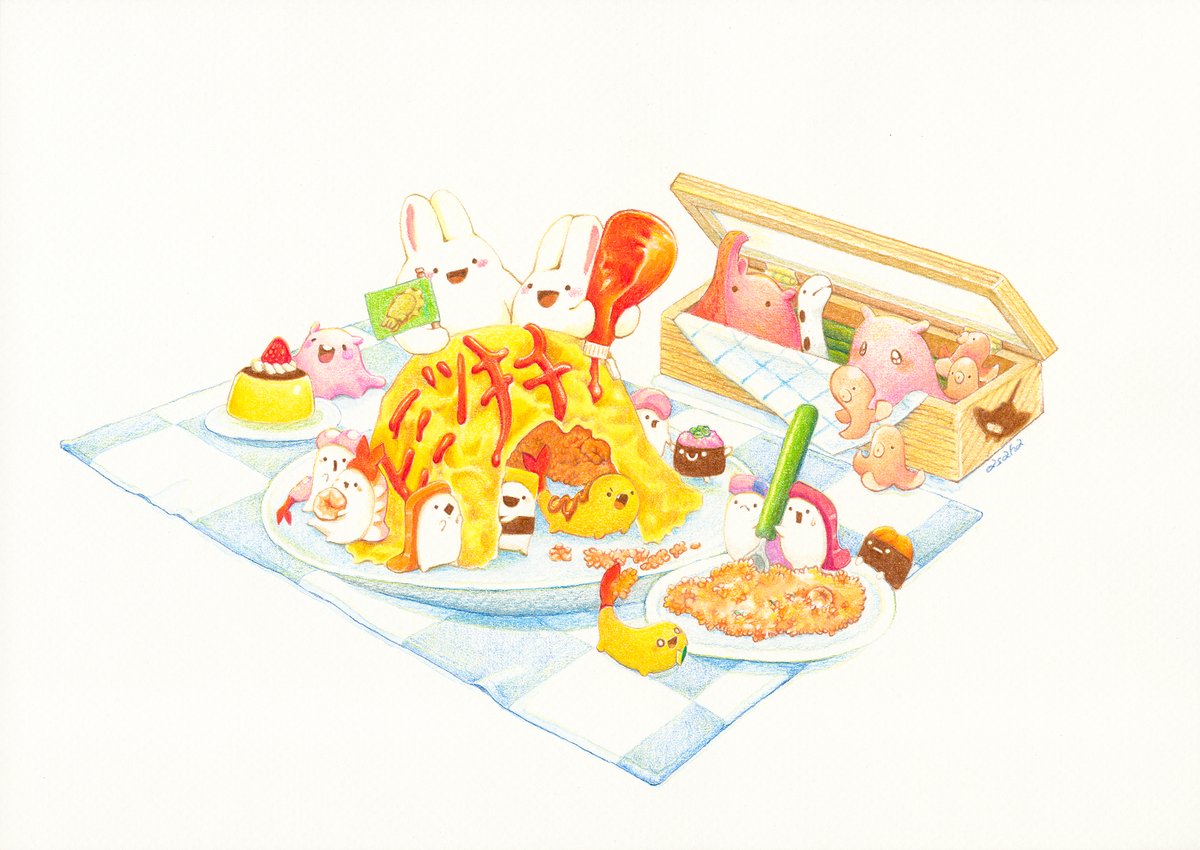 個展メインビジュアルの秘密基地No1「オムライス」、ご売約ありがとうございます!
設定画のまんぷくエビフライがポイント🍤
#asaha個展2024 