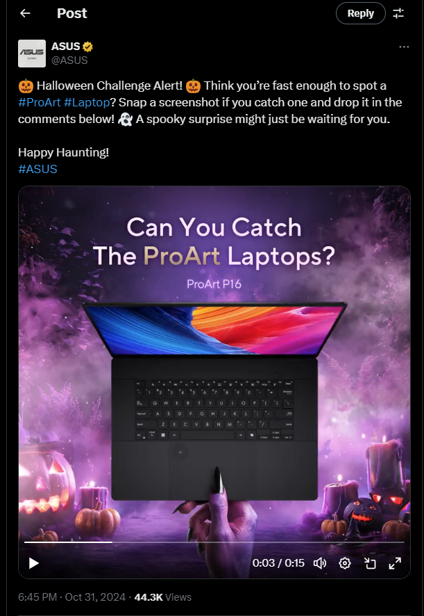 bijaymptw's tweet photo. @ASUS Happy Halloween Asus!🥳🥳
#ProArt #Laptop #ASUS https://t.co/XfkQJJbs57